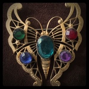 Vintage butterfly colorful brooch